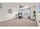 Bedroom with a ceiling fan, a large window, and an office space at 9009 Chato Ct, Summerville, SC 29483
