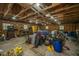 Spacious garage interior with workbench and tool storage at 110 Cantering Hills Ln, Summerville, SC 29483