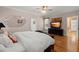 Bedroom with hardwood floors, neutral tones, and ceiling fan at 152 Candace Dr, Ridgeville, SC 29472