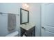 Neutral powder room with a vanity and towel rack at 2234 Mother Of Pearl Dr, Mount Pleasant, SC 29466