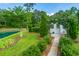 Backyard landscaping with a serene pond at 225 Camber Rd, Huger, SC 29450