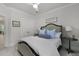 Bedroom with a ceiling fan, white bedding and light blue pillows at 2648 Balena Dr, Mount Pleasant, SC 29466