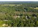 Overhead view showing residential homes surrounded by a lush, dense forest and open fields at 2790 Burden Creek Rd, Johns Island, SC 29455