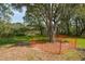 A picturesque backyard showcasing a mature tree surrounded by protective fencing at 2790 Burden Creek Rd, Johns Island, SC 29455