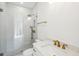 Modern bathroom with glass shower enclosure, white vanity and stylish bronze shower fixtures at 2790 Burden Creek Rd, Johns Island, SC 29455