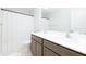 Bathroom with double sinks, and a shower with curtain at 297 Red Leaf Blvd, Moncks Corner, SC 29461