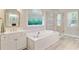 Bright bathroom features a separate tub and shower with natural light streaming through multiple windows at 4227 Sawgrass Dr, North Charleston, SC 29420