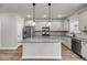 Modern kitchen boasts stainless appliances, an island with gray counters, and stylish gray cabinets at 4308 Cotton Flt Rd, Summerville, SC 29485