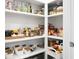Organized walk-in pantry with shelves, wire baskets, and an assortment of goods at 513 Donnas View Way, Summerville, SC 29486