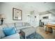 Living room featuring a gray sectional, and a kitchenette with stainless steel appliances at 7935 Flagship Ln, Johns Island, SC 29455