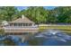Clubhouse overlooking a serene pond with fountain and a pool in the background at 7945 Parklane Ct # C, North Charleston, SC 29418