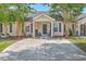 Inviting single-story home with an American flag, cozy front porch, and well-maintained landscape at 8028 Vermont Rd, North Charleston, SC 29418