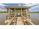 Charming gazebo with seating overlooks the water, perfect for outdoor entertaining at 8346 Chisolm Plantation Rd, Edisto Island, SC 29438