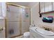 Bathroom featuring a glass-enclosed shower, and a single sink vanity at 116 Runnymede Ln, Summerville, SC 29485