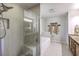 Tiled shower and bench seat with bathroom featuring a soaking tub and double sink vanity at 121 Woodland Dr, Summerville, SC 29485