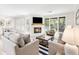Bright living room with fireplace, comfortable seating, and natural light streaming through the windows at 1355 Dunlin Ct # Share D, Kiawah Island, SC 29455