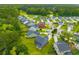Aerial view showcasing a vibrant residential neighborhood with lush greenery and manicured lawns at 1387 Thin Pine Dr, Johns Island, SC 29455