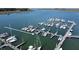 Overhead shot of a marina showcasing numerous boats moored at docks in a peaceful waterway at 2 Mcdonough Rd # B-11, Folly Beach, SC 29439