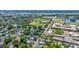 Wide aerial view displays a densely populated residential neighborhood with a school, sports fields and lush landscaping at 200 Fishburne St, Charleston, SC 29403
