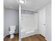Bathroom featuring a toilet and shower-tub, providing essential fixtures in a compact space at 201 Frank St, Summerville, SC 29483