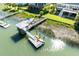 Picturesque aerial of home with dock and boat on a waterfront at 2363 Palmer Creek Bnd, Charleston, SC 29412
