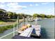 A well-maintained dock showing a kayak, boat and other watercraft, set against a serene waterway landscape at 2363 Palmer Creek Bnd, Charleston, SC 29412