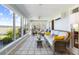 A brightly lit sunroom features large windows with beautiful waterfront views at 2363 Palmer Creek Bnd, Charleston, SC 29412