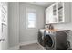 Modern laundry room with gray appliances, countertop space, and convenient storage cabinets at 2917 River Vista Way, Mount Pleasant, SC 29466