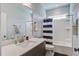 Bathroom with granite vanity, undermount sink, and shower-tub combo with stylish curtain at 3025 Rampart Rd, Summerville, SC 29483
