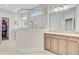 Modern bathroom featuring glass shower, a vanity with cabinets, and a tiled floor at 5078 Song Sparrow Way, Summerville, SC 29483