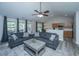 Comfortable living room with neutral paint and hard surface floors, featuring large windows for natural light at 5128 Thornton Dr, Summerville, SC 29485