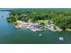 Beautiful aerial view of harbor and waterfront location at 513 Pauline Dr, Bonneau, SC 29431