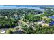 Expansive aerial shot of a lakeside community with lush greenery and stunning water views at 513 Pauline Dr, Bonneau, SC 29431