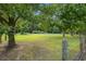 Expansive backyard with a split rail fence and lush trees at 6434 Saint Anthony Dr, Meggett, SC 29449
