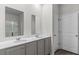 Bright bathroom featuring double vanity with modern fixtures and gray cabinets and framed mirrors at 849 Kirby Ct, Charleston, SC 29414