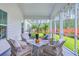 Relaxing screened porch featuring comfortable seating, stylish decor, and a serene backyard view at 1059 Fitzgerald Ct, Summerville, SC 29485