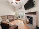 Comfortable living room with a brick fireplace, a ceiling fan, and french doors at 113 Mapperton Ct, Summerville, SC 29485