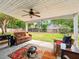 Covered patio with wicker furniture, a ceiling fan, and a view of the backyard at 113 Mapperton Ct, Summerville, SC 29485