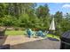 Backyard oasis featuring a patio with Adirondack chairs, a hammock, and wooded views at 132 Daniels Ridge Dr, Summerville, SC 29485