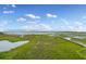 Breathtaking aerial view of the marsh and boardwalk, showcasing the property's natural beauty and access to outdoor activities at 1568 E Ashley Ave, Folly Beach, SC 29439