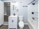Well-lit bathroom featuring new vanity, toilet, and shower/tub combo with updated fixtures at 20 Stratton Dr, Charleston, SC 29420