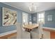 Cozy dining room showcases stylish blue walls, wood floors and a table with seating for six at 2060 Wappoo Hall Rd, Charleston, SC 29412