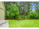 Lush, green backyard featuring a fire pit, grassy area, and privacy provided by mature trees at 222 Sinclair Rd, Summerville, SC 29483