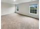 Bright and open carpeted bedroom with two windows overlooking green space at 242 Daniels Creek Cir, Goose Creek, SC 29445