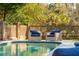 Close-up of pool and wicker seating that overlooks a putting green at 3 Cross Ln, Isle of Palms, SC 29451