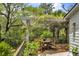 Charming deck area featuring a pergola, dining table with chairs, and lush greenery, ideal for relaxation at 3627 Holmes Dr, Johns Island, SC 29455