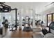 Bright gym featuring modern exercise equipment and wood floors at 4215 Ten Shillings Way, Ravenel, SC 29470