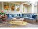Relaxing outdoor patio offers a sectional sofa, coffee table, and a warm inviting ambiance at 4215 Ten Shillings Way, Ravenel, SC 29470