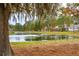 Scenic view of a pond surrounded by trees with autumn colors at 4215 Ten Shillings Way, Ravenel, SC 29470