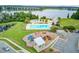 A clean aerial view of the pool, playground and lakeside area of the neighborhood at 520 Crossland Dr, Moncks Corner, SC 29461